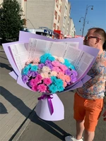 букет гигант из одноголовой хризантемы цветной
